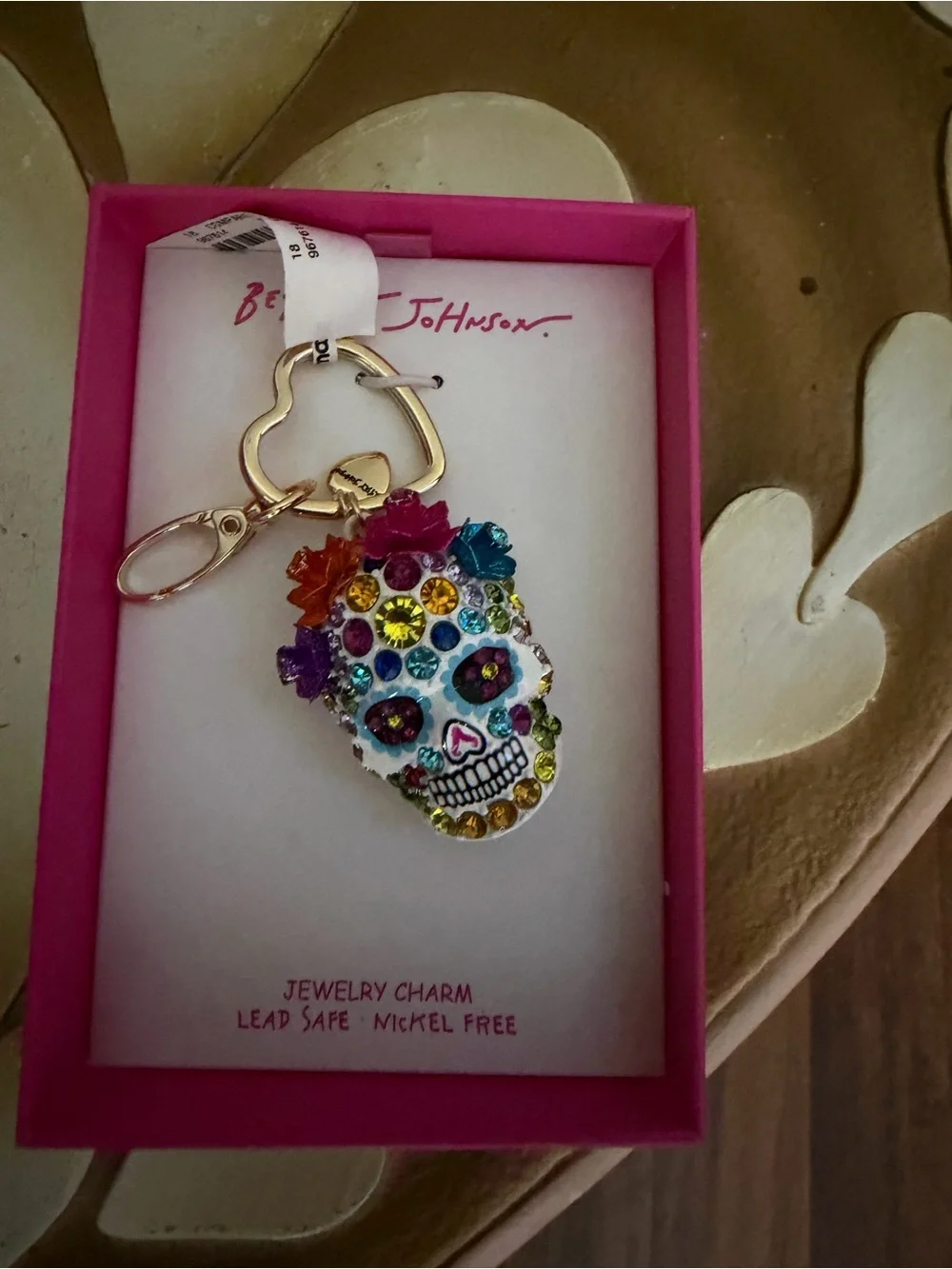 Betsey Johnson Halloween Sugar Skull Keychain or Bag Charm